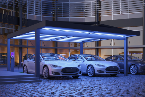 Carport dwunstanowiskowy z cofnietymi podporami